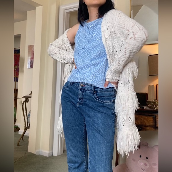 En Creme Bohemian Open Weave Chunky Knit Long Cardigan - Picture 5 of 11